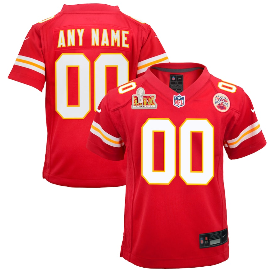 Youth Kansas City Chiefs Nike Red Super Bowl LIX Custom Team Game NFL Jersey->customized nfl jersey->Custom Jersey